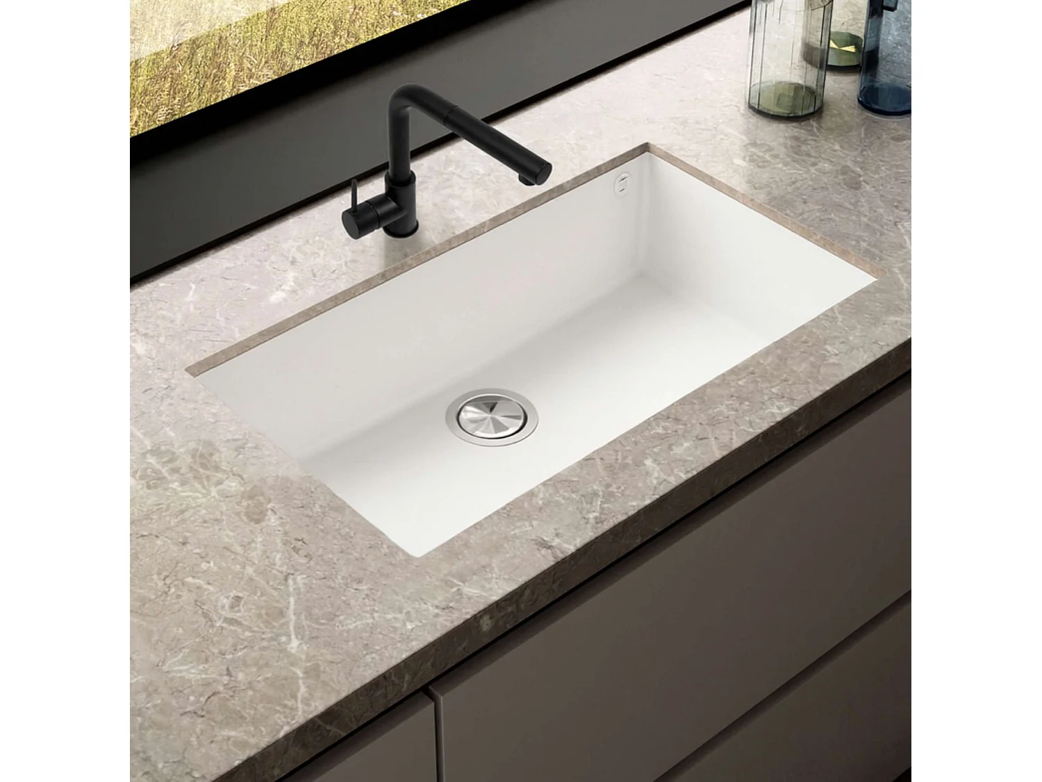 Évier sous-plan 1 Cuve 50x40x20cm R5mm - Quartz Blanc -  Kera BE FRÉCAN