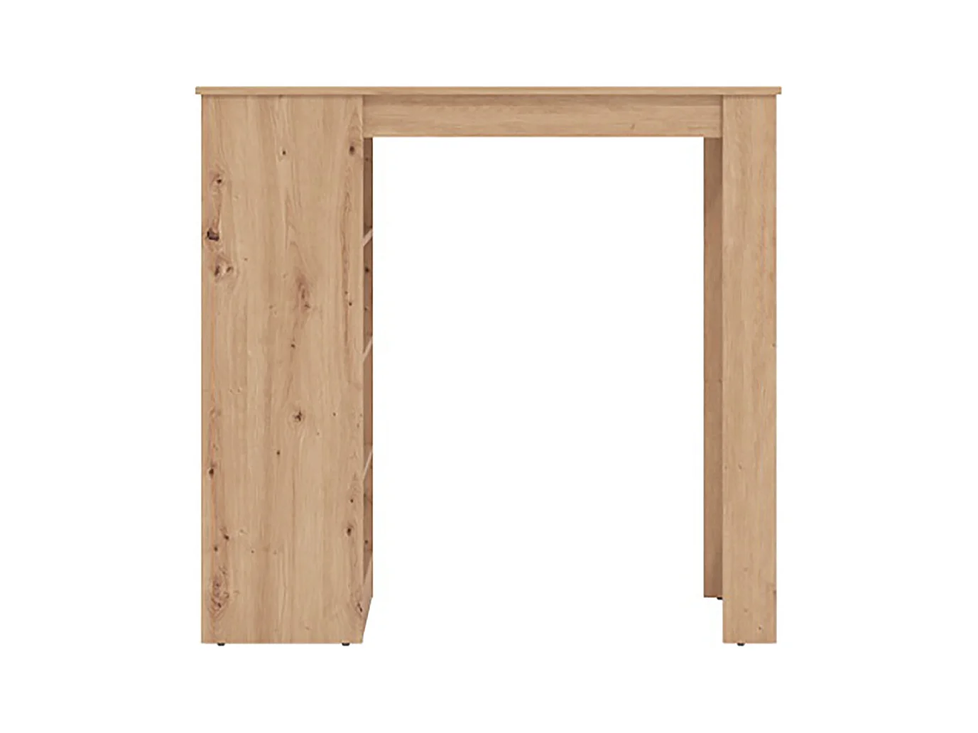 Table haute, table de bar avec rangements couleur chêne artisan - Longueur 120 x profondeur 50 x hauteur 105 cm
