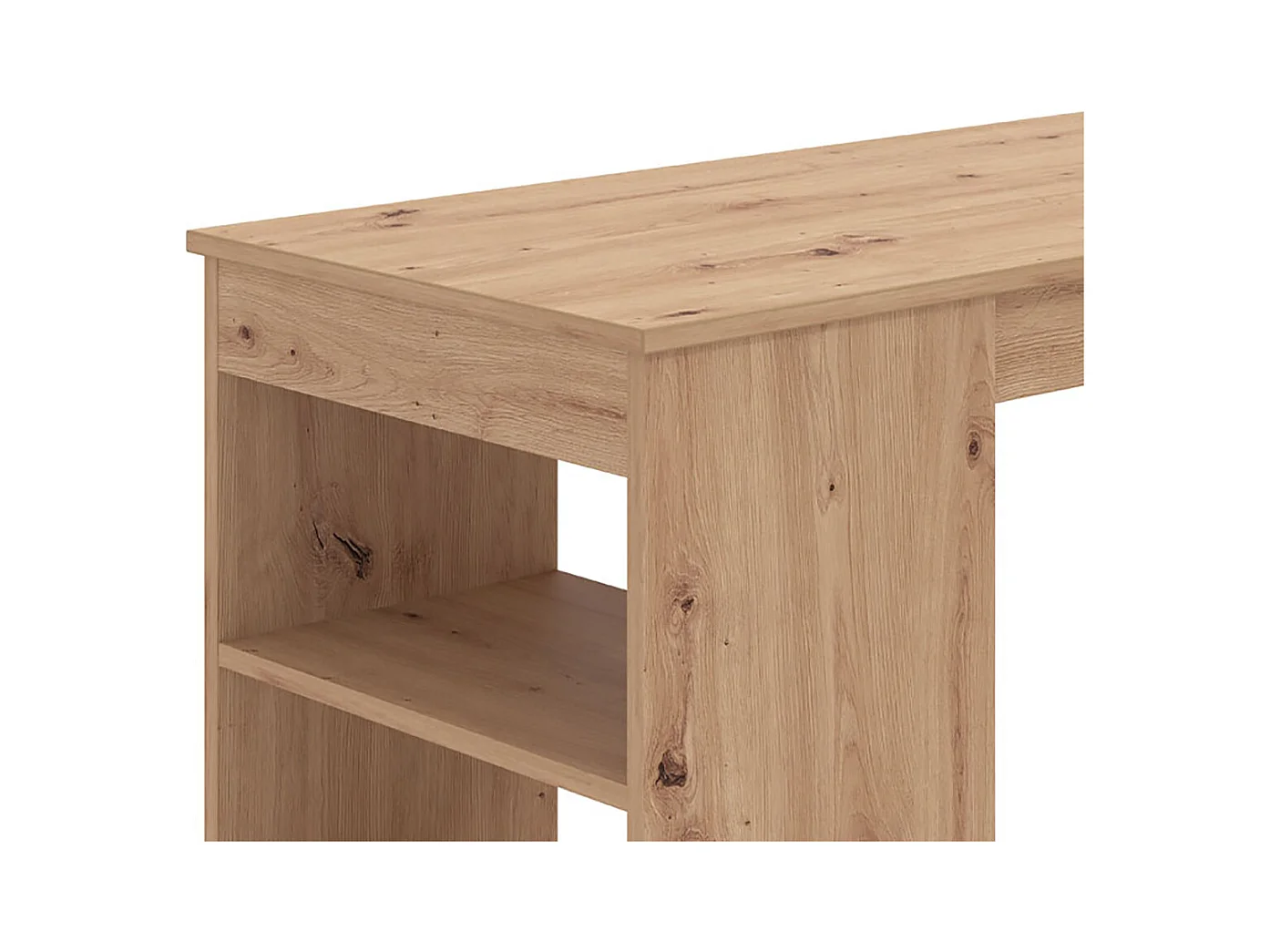 Table haute, table de bar avec rangements couleur chêne artisan - Longueur 120 x profondeur 50 x hauteur 105 cm