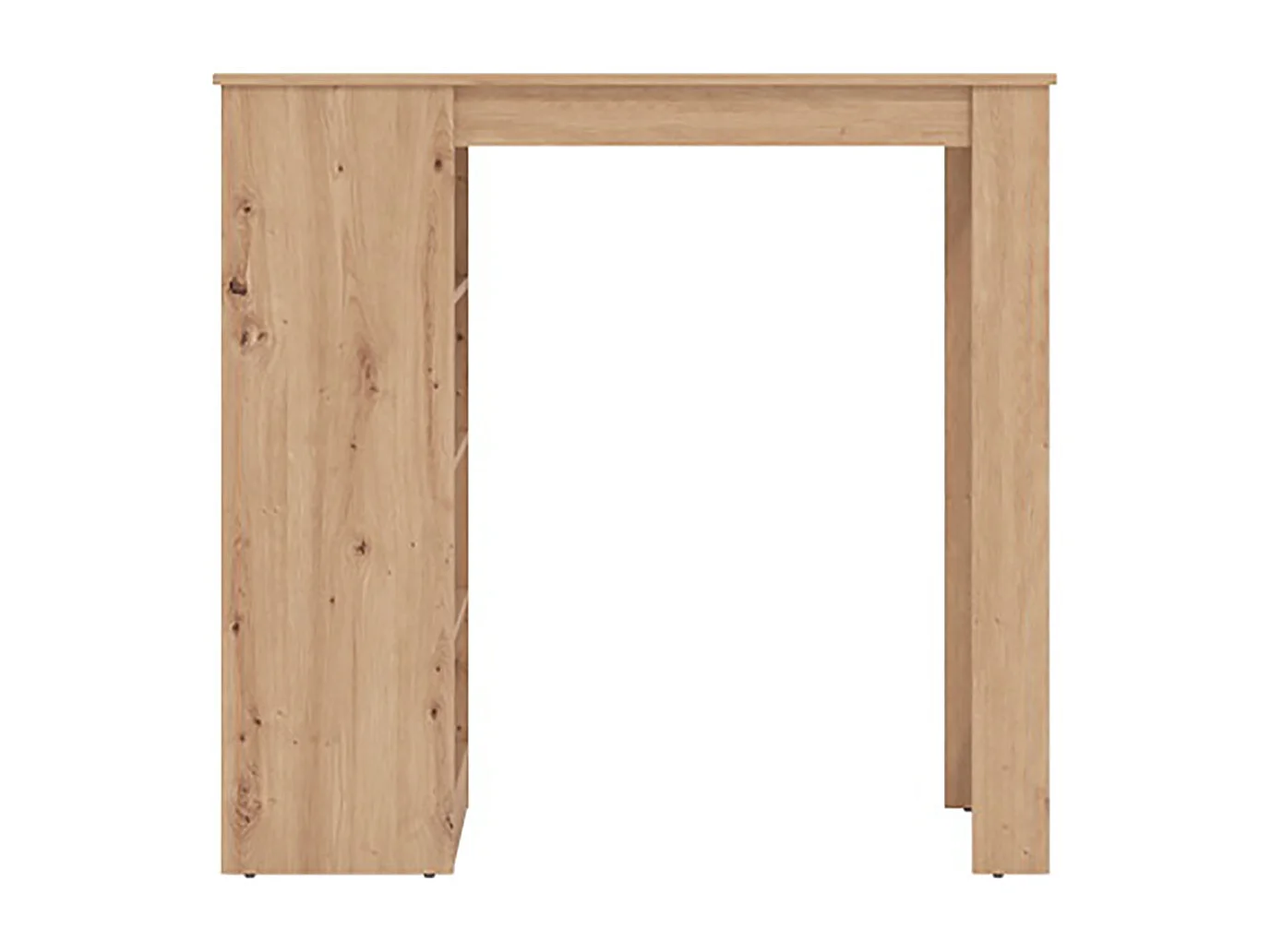 Table haute, table de bar avec rangements couleur chêne artisan - Longueur 120 x profondeur 50 x hauteur 105 cm