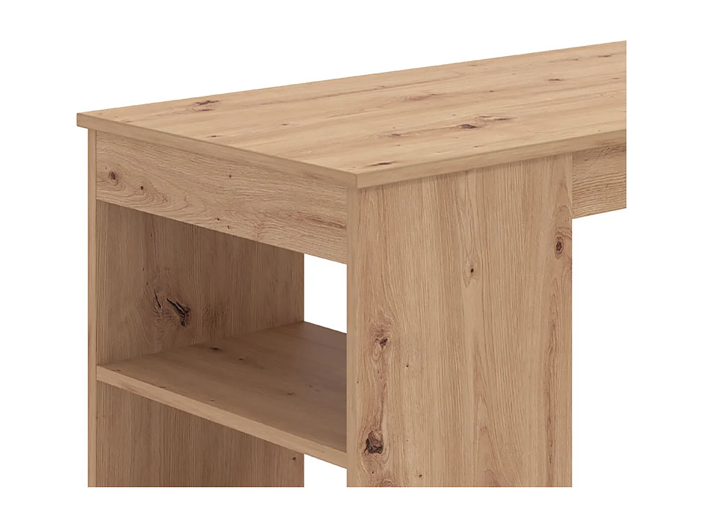 Table haute, table de bar avec rangements couleur chêne artisan - Longueur 120 x profondeur 50 x hauteur 105 cm