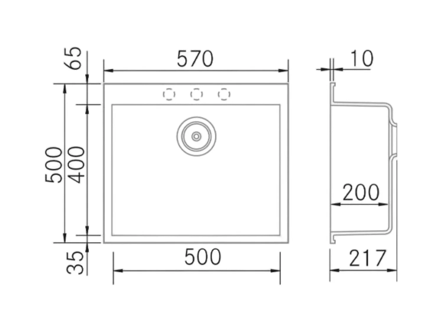 Évier à encastrer 1 Cuve 50x40x20cm - Quartz Noir Mat -  Kera SE FRÉCAN