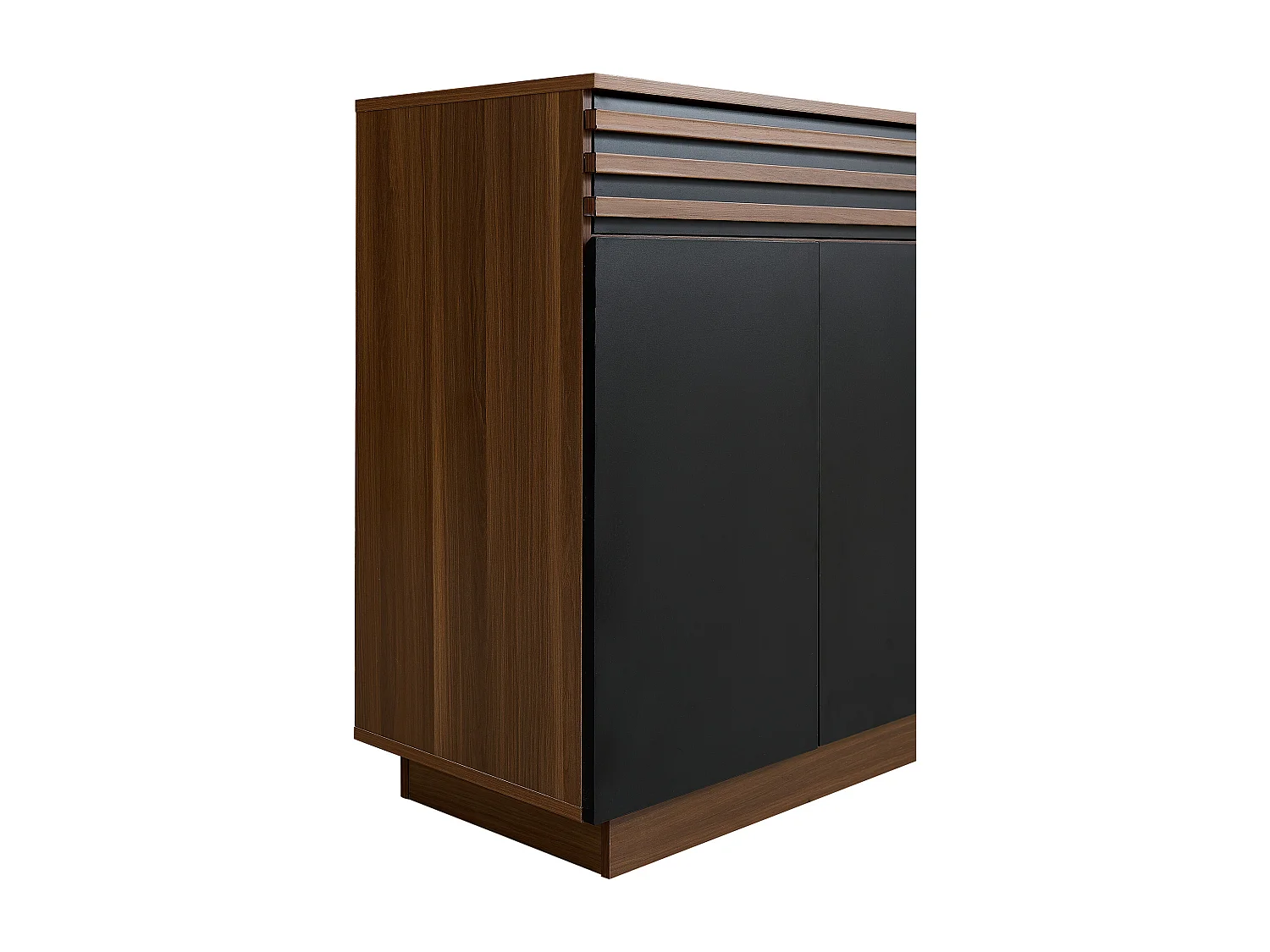 Moderne Anrichte 150x40x85 cm - 2 Schubladen und 4 Türen - Holzoptik - MDF - Schwarz + Braun
