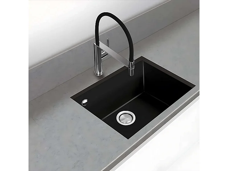 Évier sous-plan 1 Cuve 49x40x20cm R5mm - Quartz Noir Mat -  Quadra BE FRÉCAN