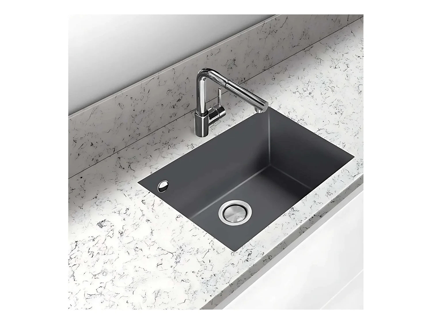 Évier sous-plan 1 Cuve 49x40x20cm R5mm - Quartz Concrete -  Quadra BE FRÉCAN