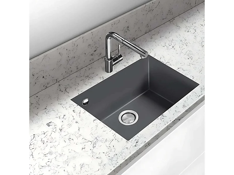 Évier sous-plan 1 Cuve 49x40x20cm R5mm - Quartz Concrete -  Quadra BE FRÉCAN