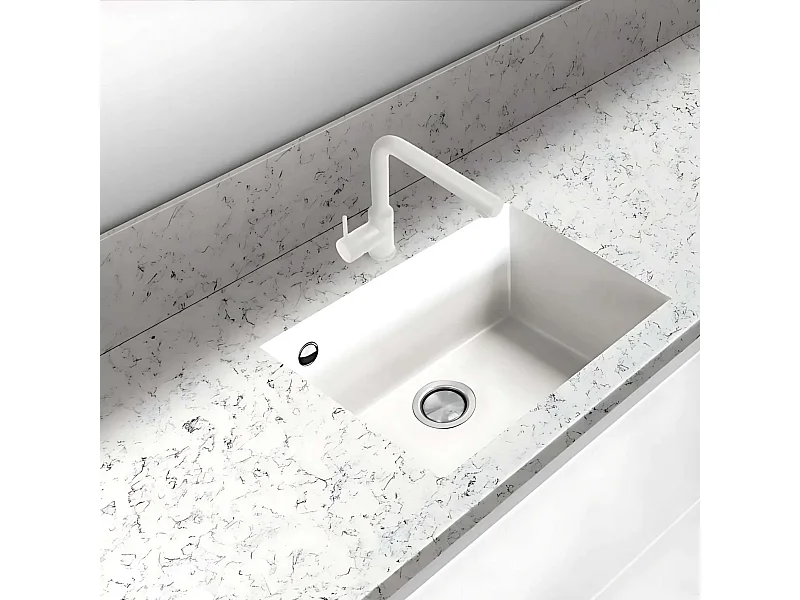 Évier sous-plan 1 Cuve 49x40x20cm R5 mm - Quartz Blanc -  Quadra BE FRÉCAN