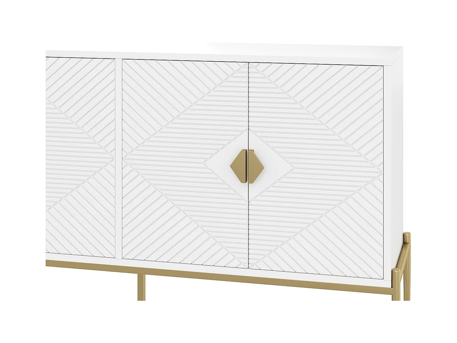 Buffet moderne 162x40x80 cm - avec 4 portes - Pieds en métal - MDF + panneaux de particules - Blanc
