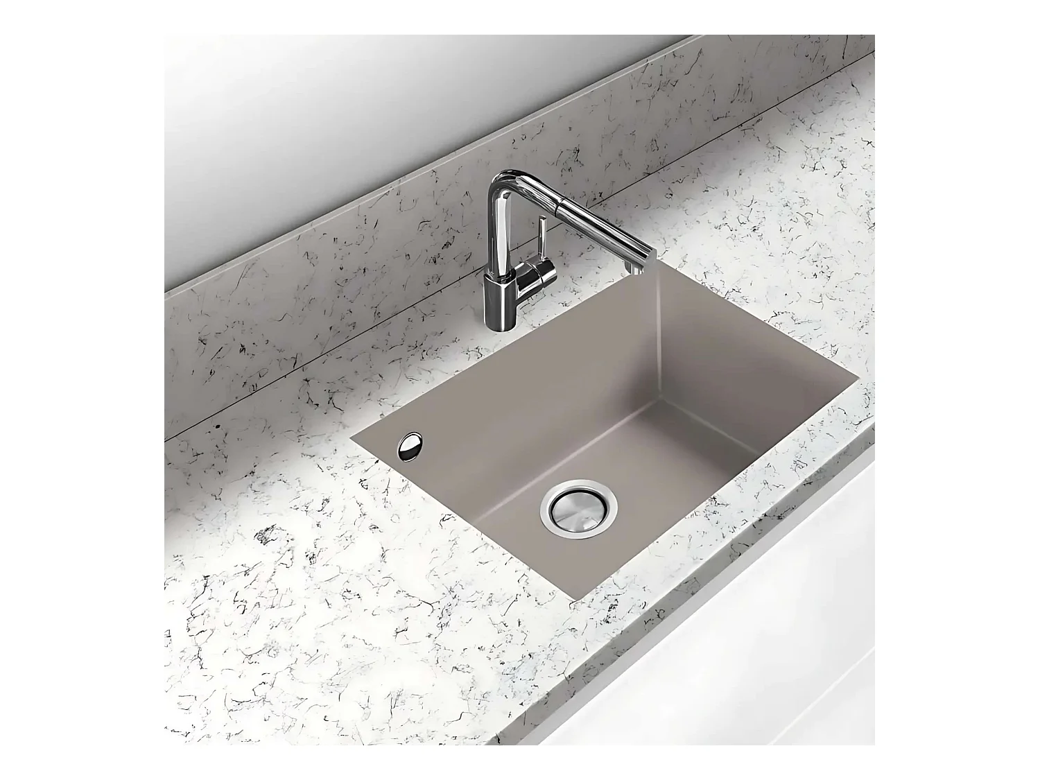 Évier sous-plan 1 Cuve 49x40x20cm R5mm - Quartz Tartufe -  Quadra BE FRÉCAN