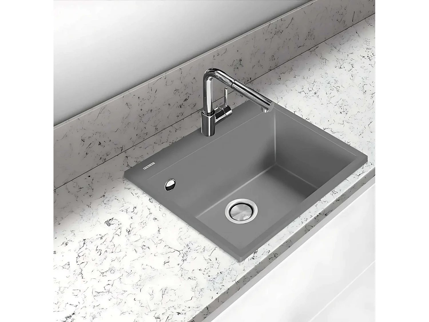 Évier à encastrer 1 Cuve 49x40x20cm - Quartz Titanium -  Quadra SE FRÉCAN