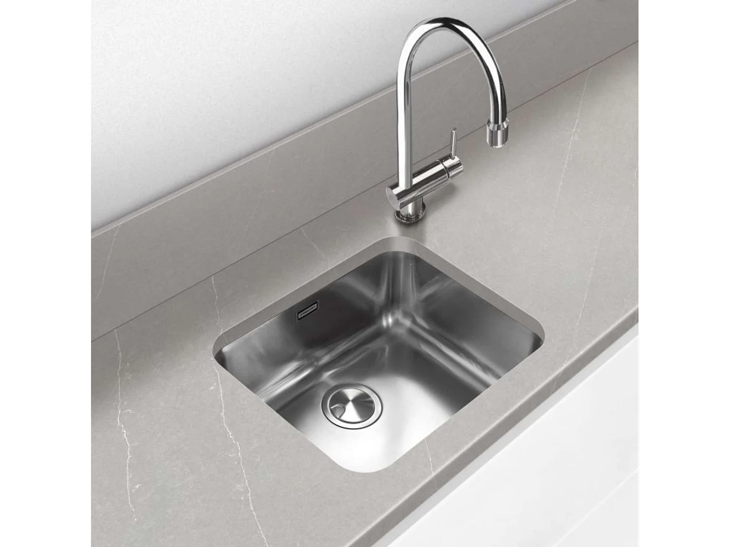 Évier sous-plan 1 Cuve 34x40x18cm R60mm - Acier inox 18/10 -  BM Top FRÉCAN