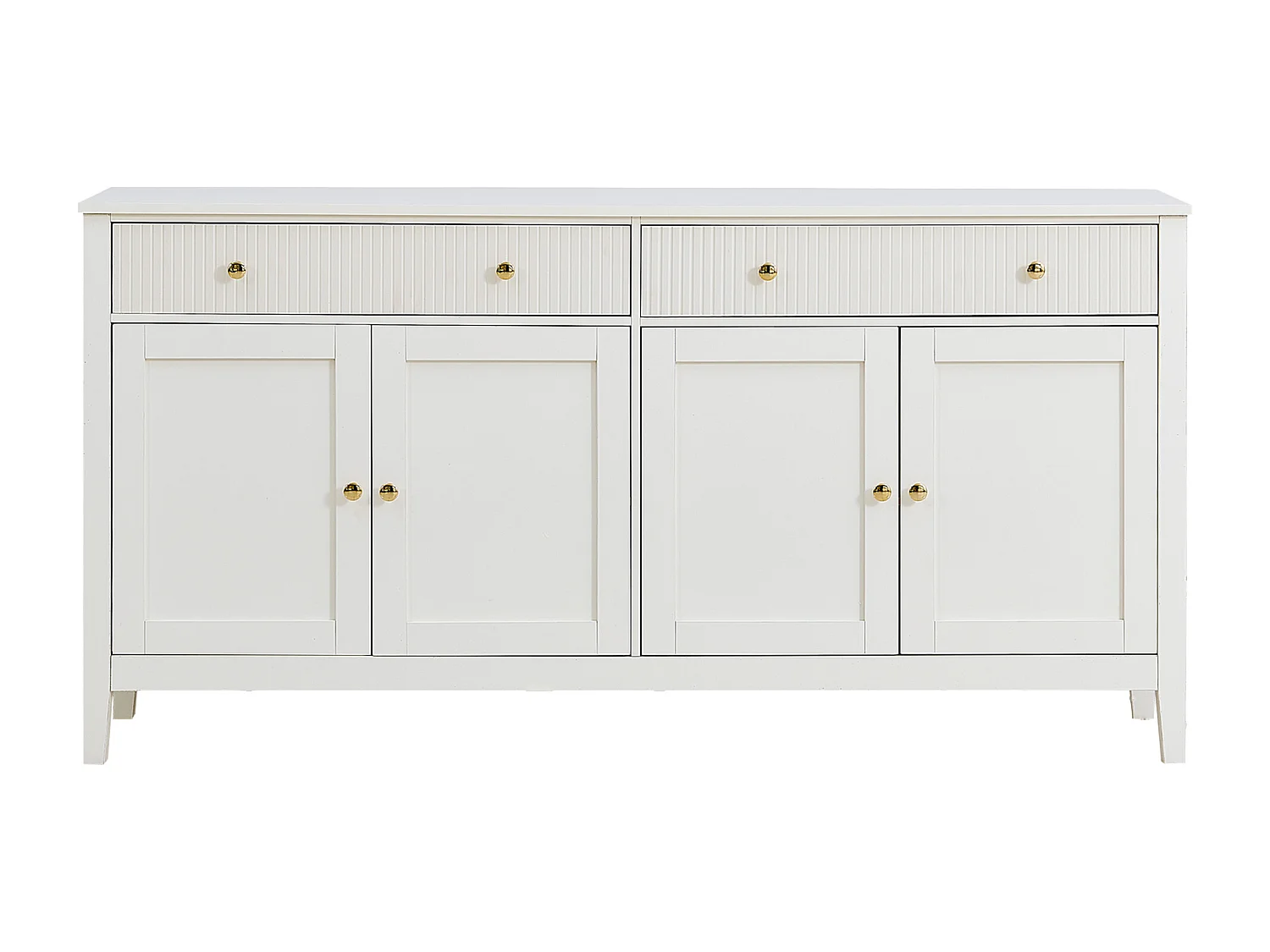 Modern sideboard 160x40x82 cm - with 4 doors - MDF + particleboard - White