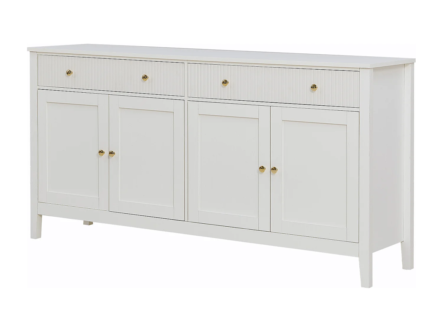 Modern sideboard 160x40x82 cm - with 4 doors - MDF + particleboard - White