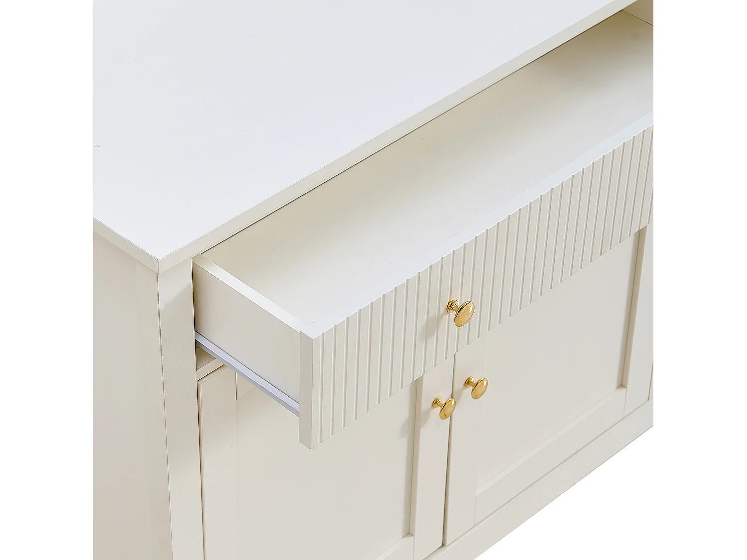 Modern sideboard 160x40x82 cm - with 4 doors - MDF + particleboard - White
