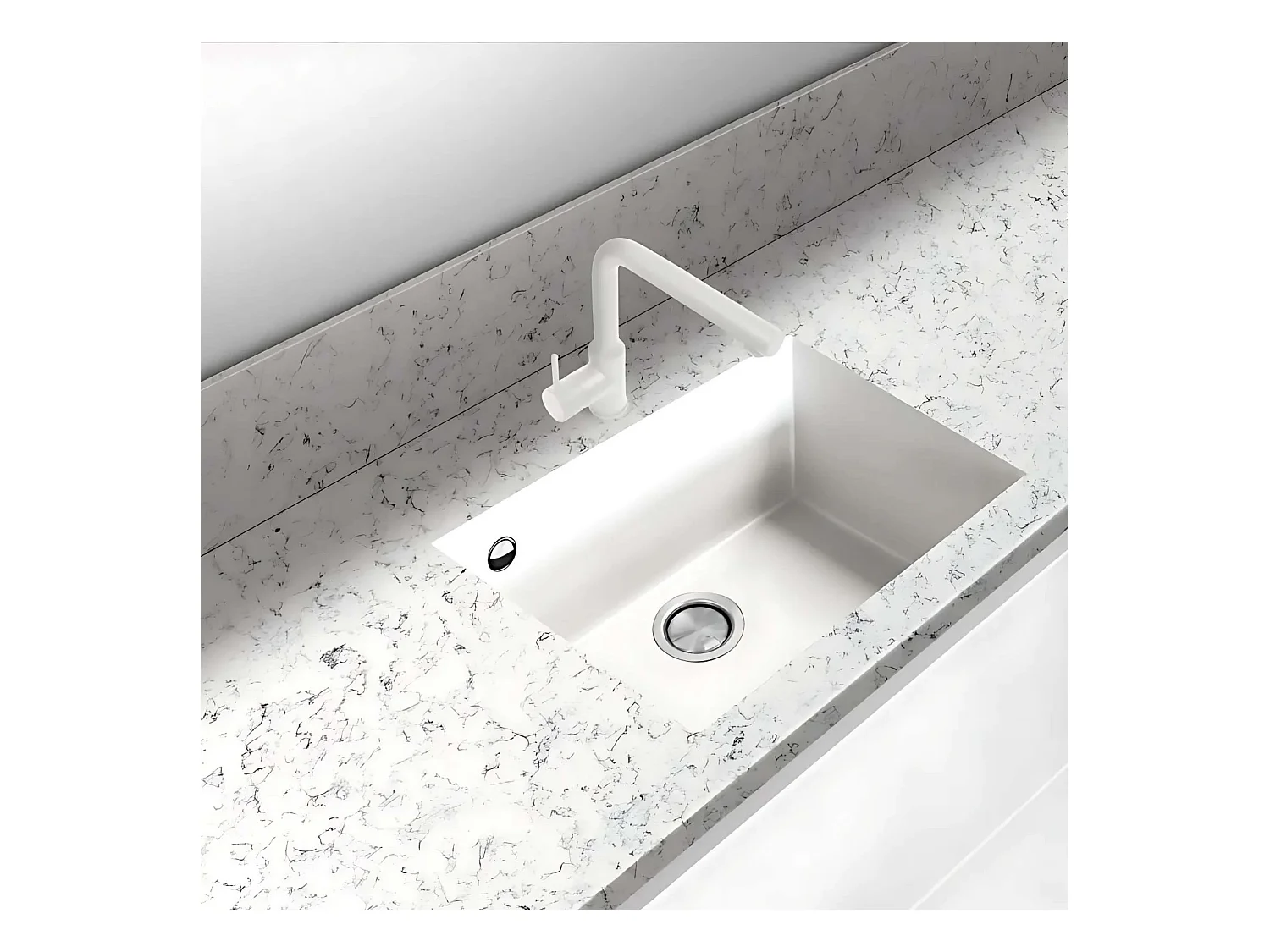 Évier sous-plan 1 Cuve 69x40x20cm R5mm - Quartz Blanc -  Quadra BE FRÉCAN