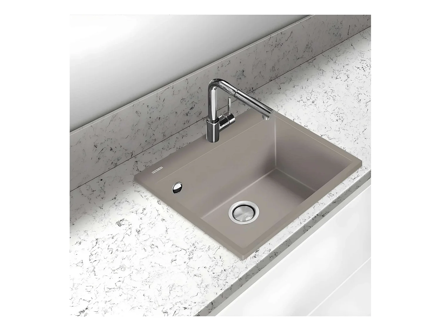 Évier à encastrer 1 Cuve 49x40x20cm - Quartz Tartufe -  Quadra SE FRÉCAN