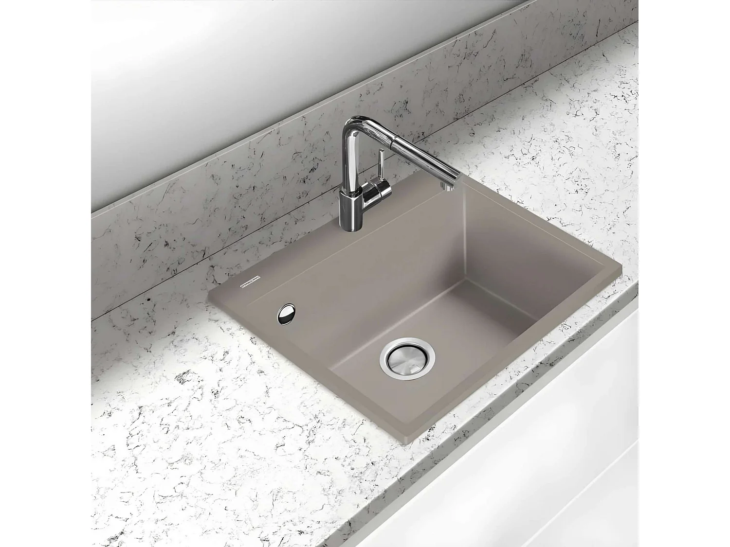 Évier à encastrer 1 Cuve 49x40x20cm - Quartz Tartufe -  Quadra SE FRÉCAN