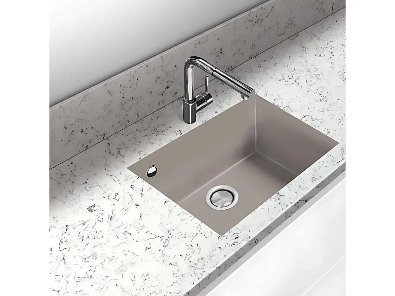 Évier sous-plan 1 Cuve 49x40x20cm R5mm - Quartz Titanium -  Quadra BE FRÉCAN