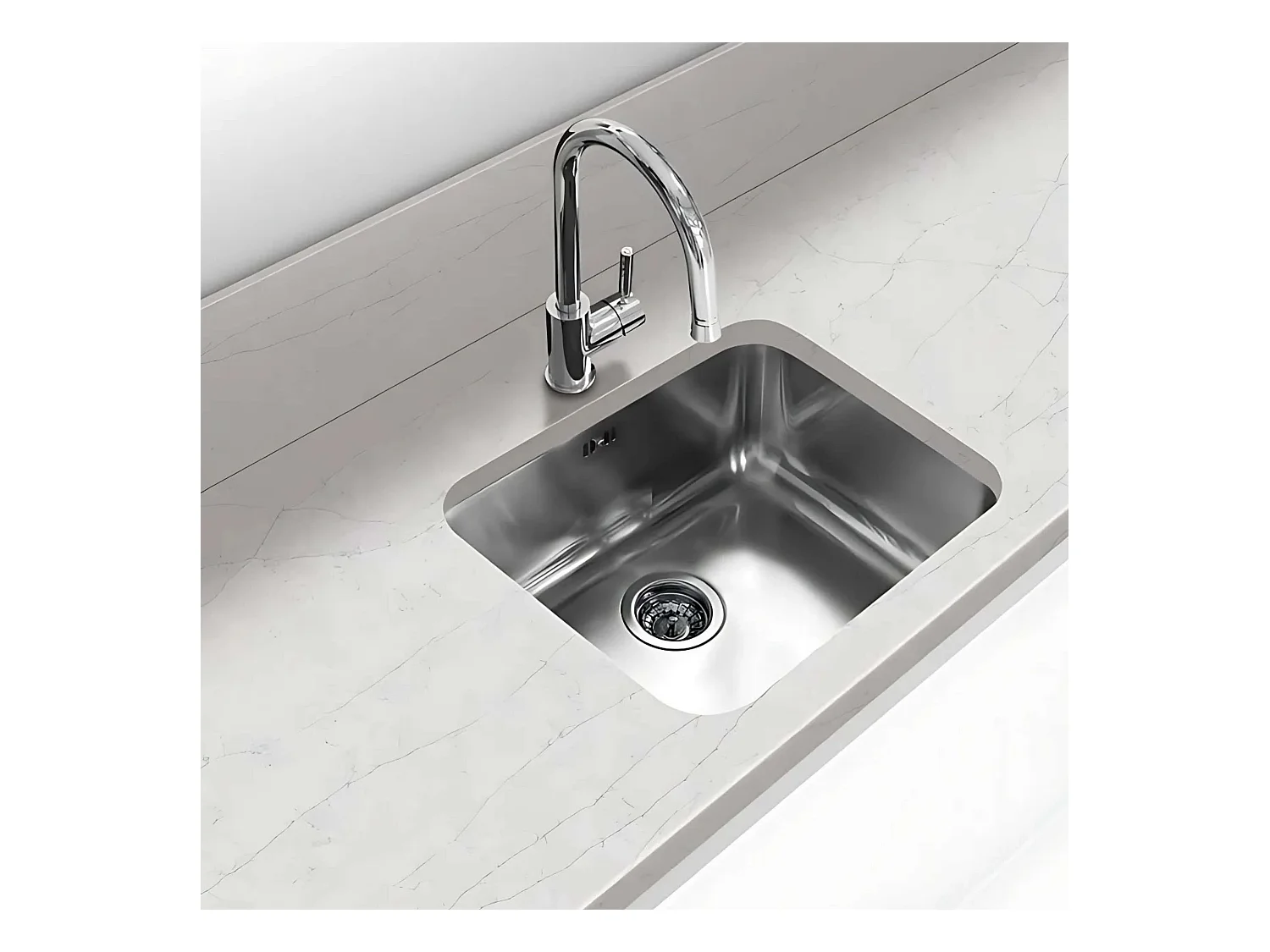 Évier sous-plan 1 Cuve 40x40x18cm R65mm - Acier inox 18/10 -  ONIX FRÉCAN