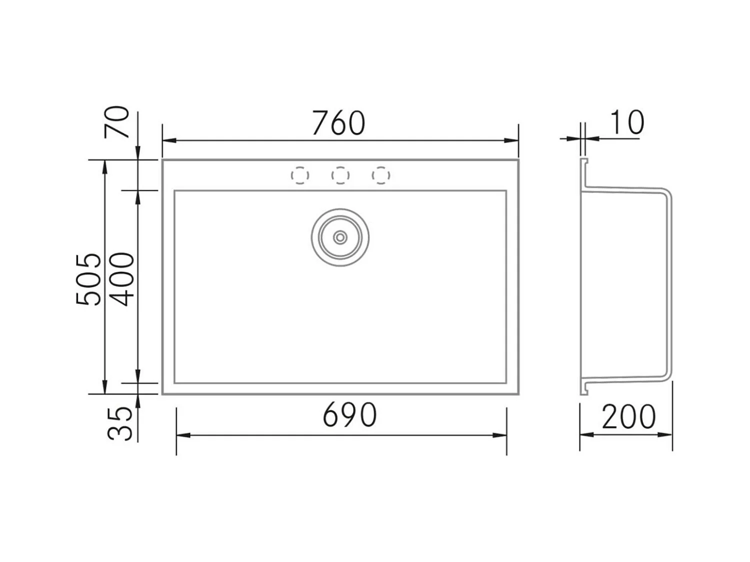 Évier à encastrer 1 Cuve 69x40x20cm - Quartz Blanc -  Quadra SE FRÉCAN