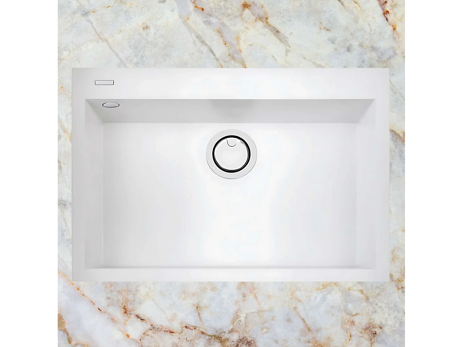 Évier à encastrer 1 Cuve 69x40x20cm - Quartz Blanc -  Quadra SE FRÉCAN