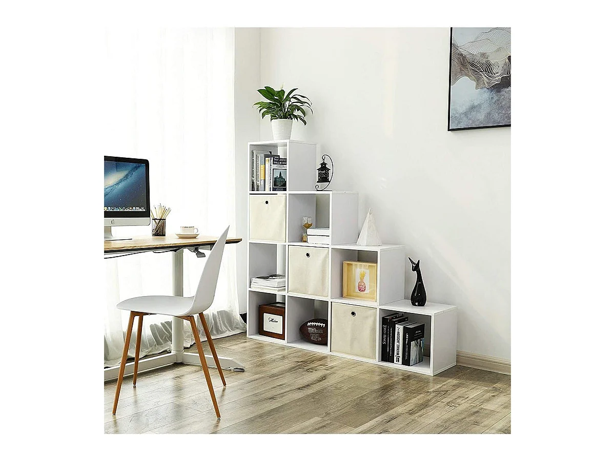 Valora White Stepped Bookshelf Modern Storage Display Unit