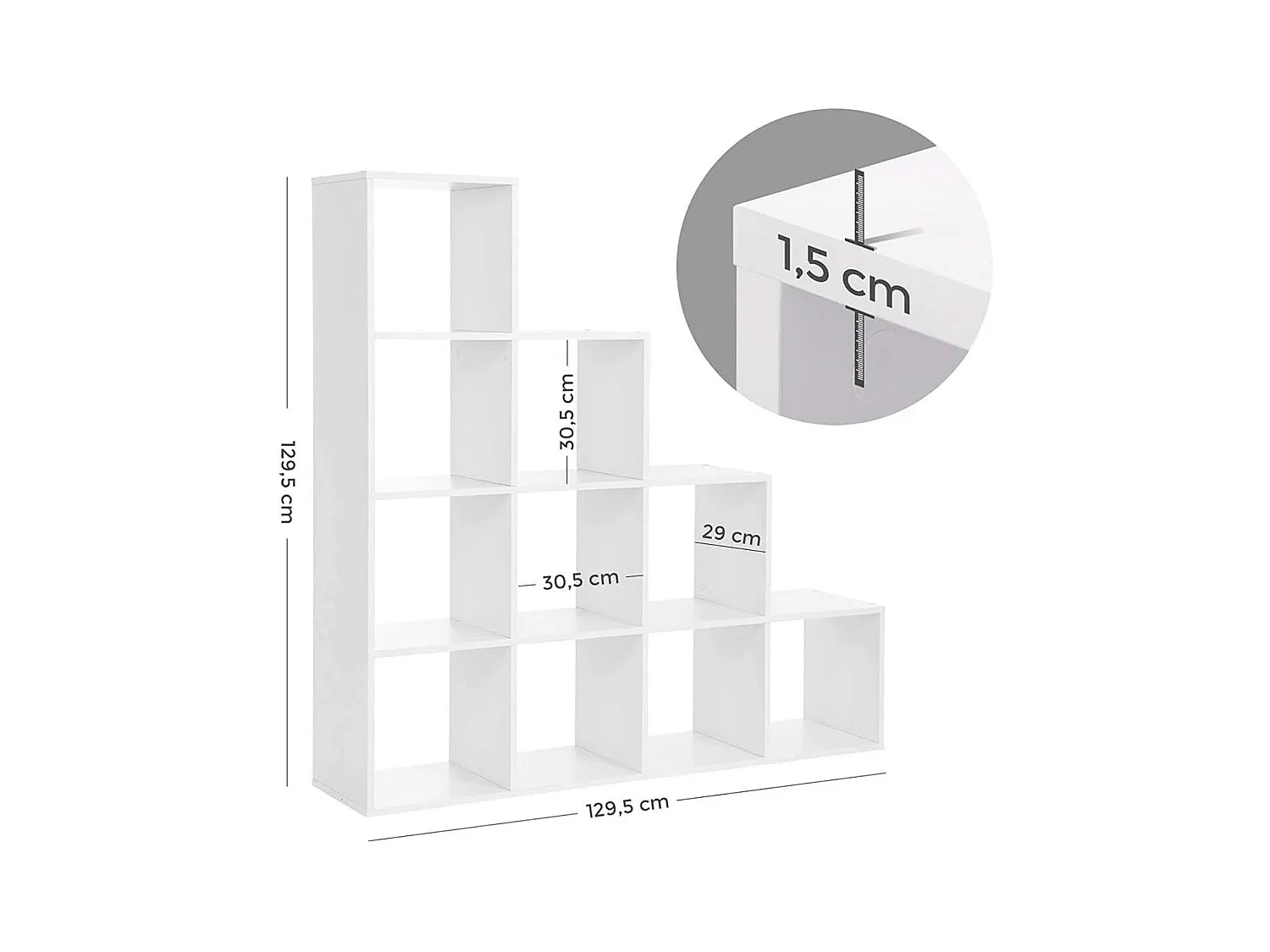 Valora White Stepped Bookshelf Modern Storage Display Unit
