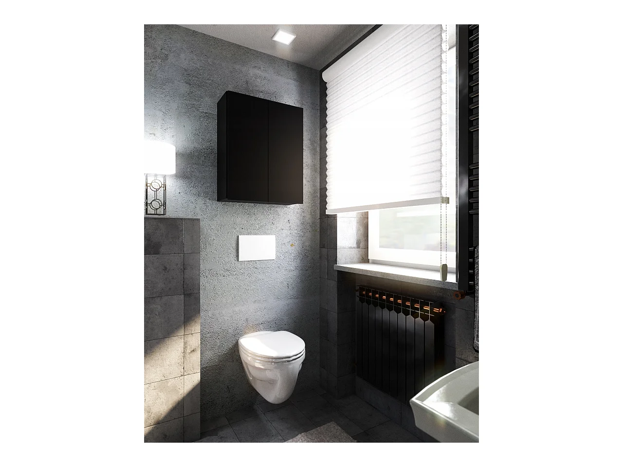 Armoire murale Noire 60 cm – Meuble haut et colonne pour salle de bain