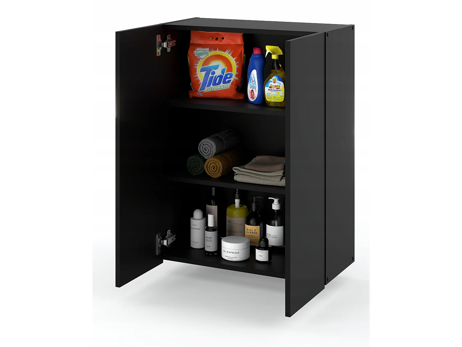 Armoire murale Noire 60 cm – Meuble haut et colonne pour salle de bain