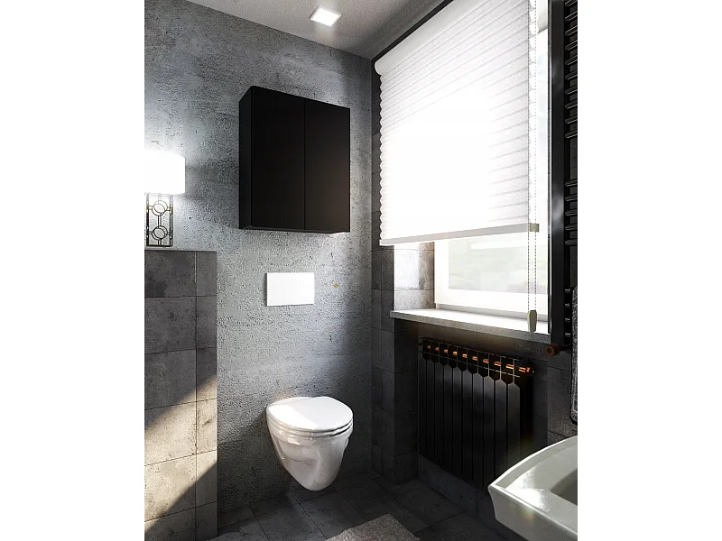 Armoire murale Noire 60 cm – Meuble haut et colonne pour salle de bain