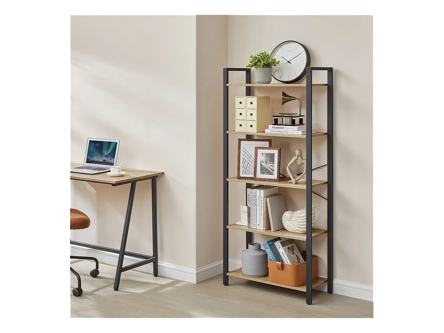 Valora Bücherregal 5 Ebenen Sonoma-Eiche Aufbewahrung und Präsentation