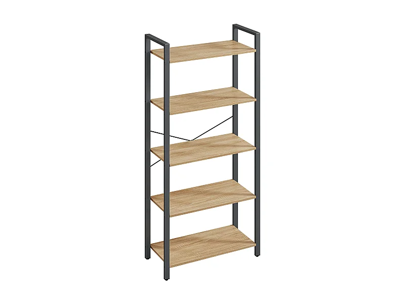 Libreria Valora | Scaffale espositivo e portaoggetti a 5 ripiani in rovere Sonoma