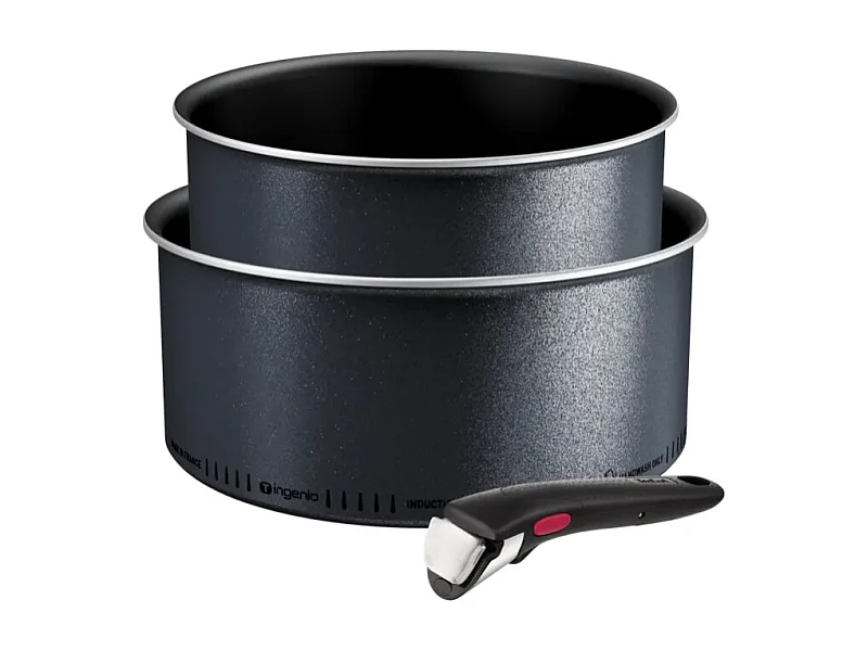 Tefal Lot de 2 casseroles aluminium 18/20cm + 1 poignée noir - L7239003