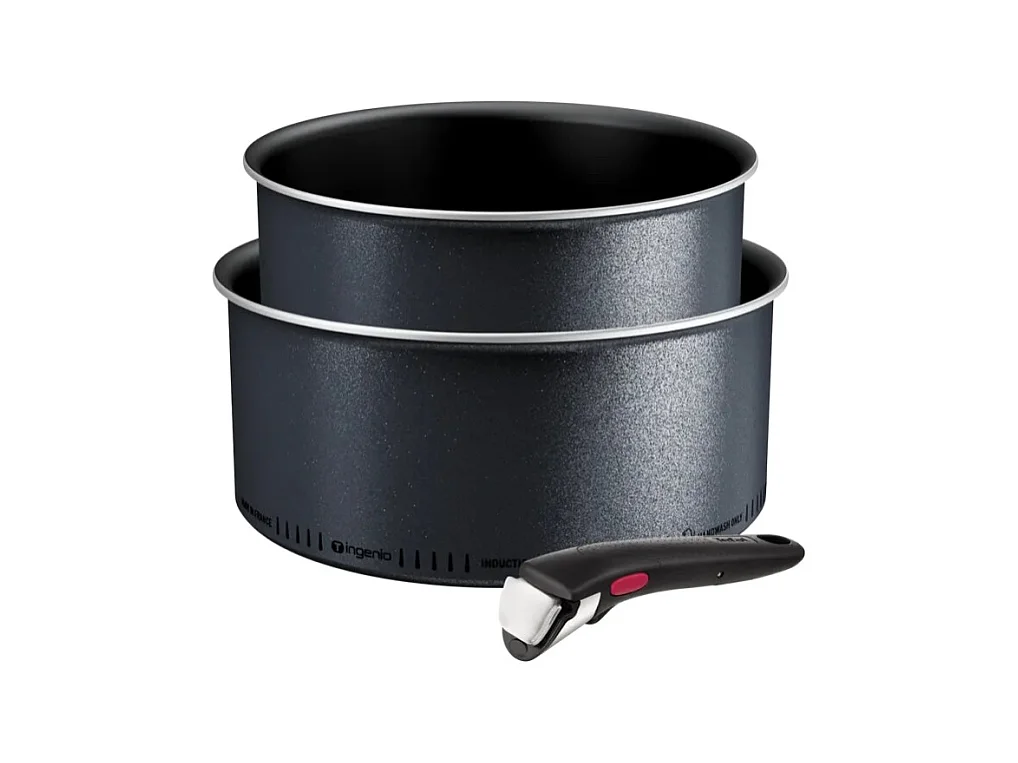 Tefal Lot de 2 casseroles aluminium 18/20cm + 1 poignée noir - L7239003