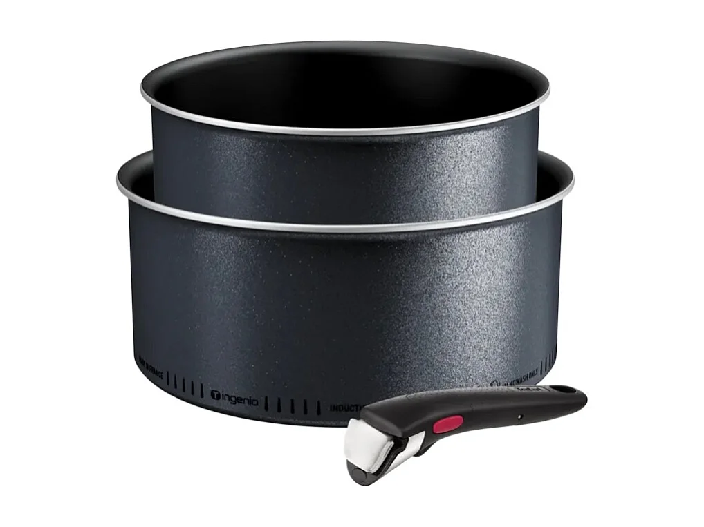 Tefal Lot de 2 casseroles aluminium 18/20cm + 1 poignée noir - L7239003
