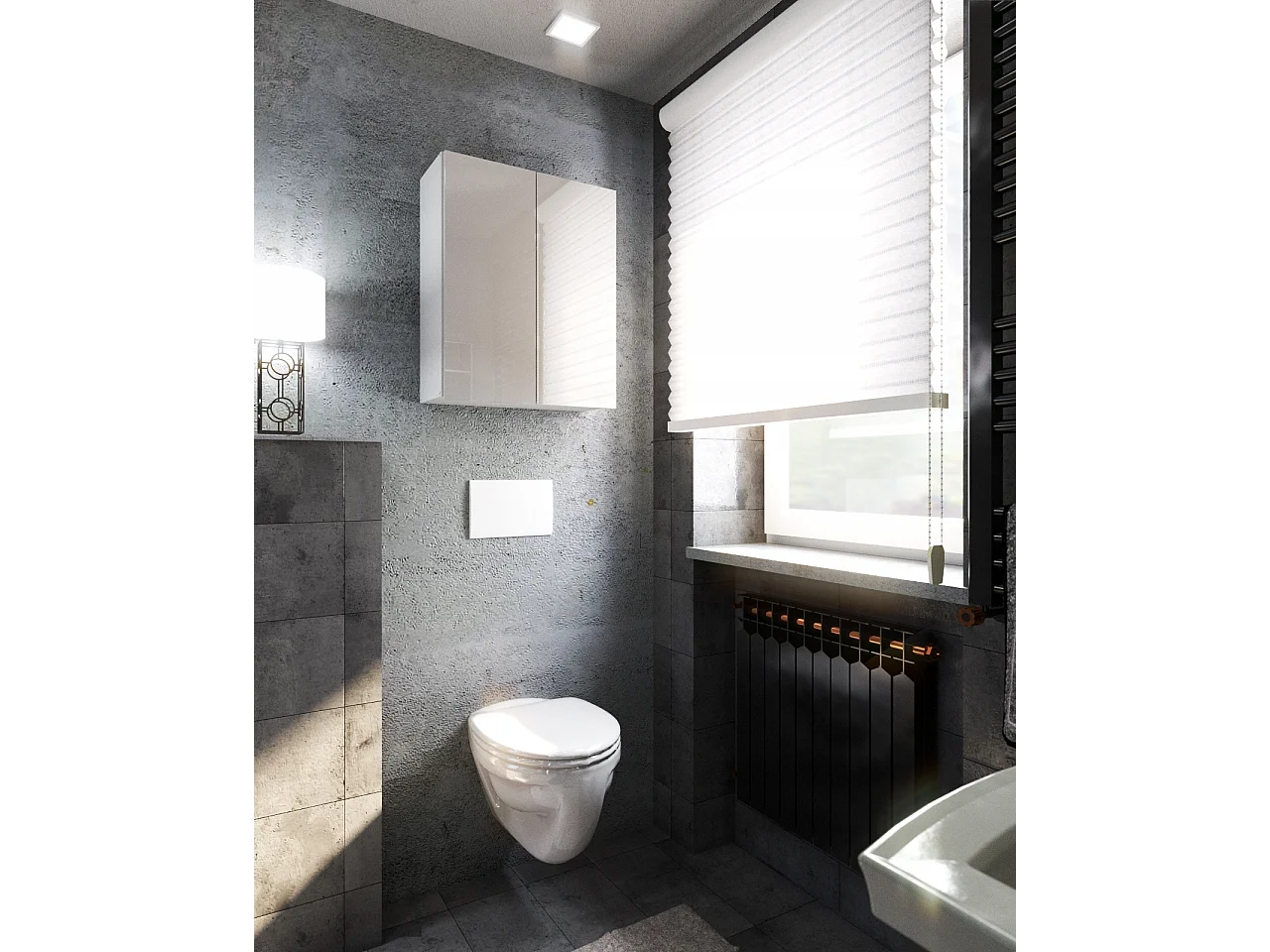 Glans witte wandkast 60 cm - Hoge kast en zuil voor badkamer