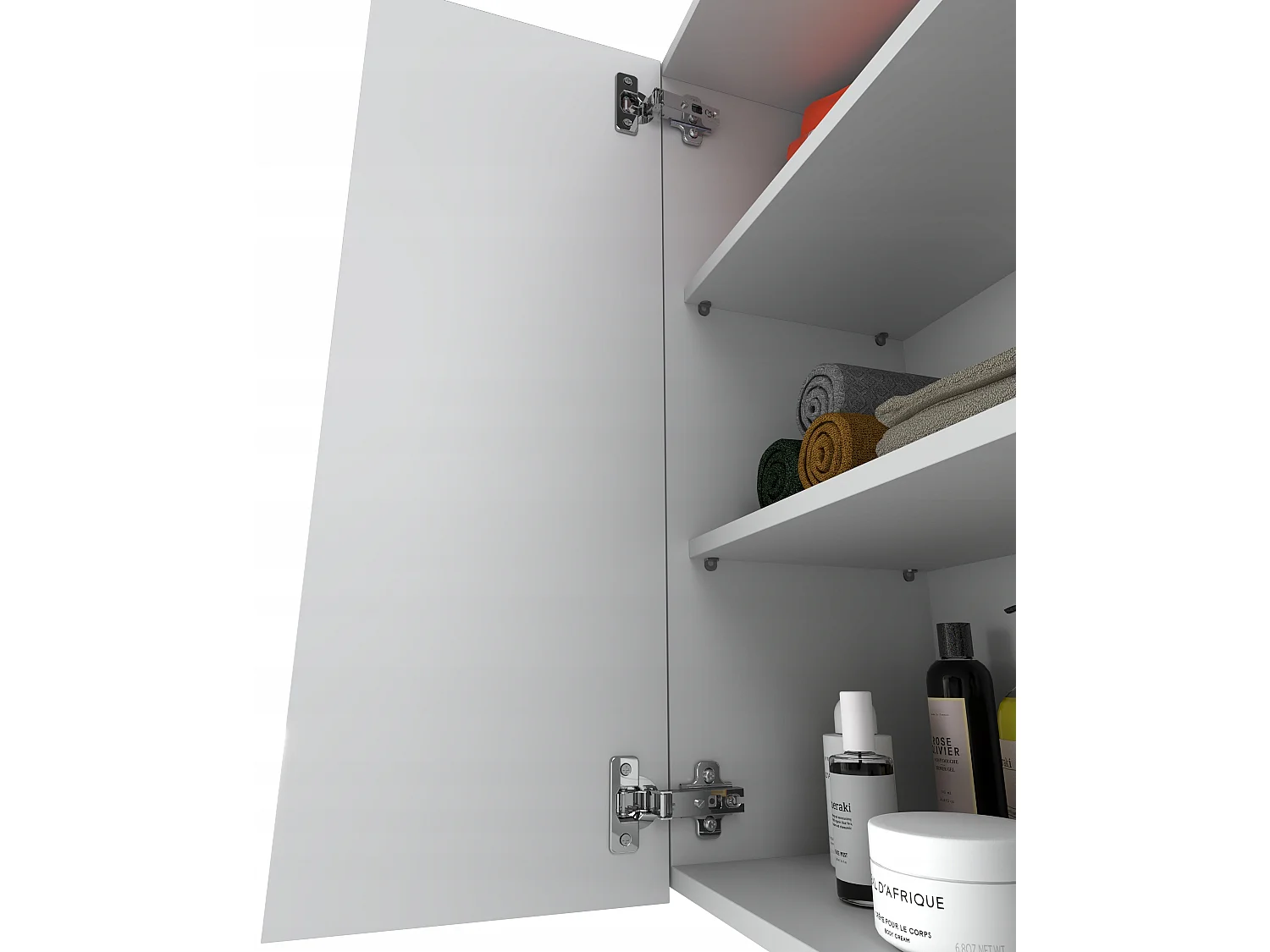 Glans witte wandkast 60 cm - Hoge kast en zuil voor badkamer