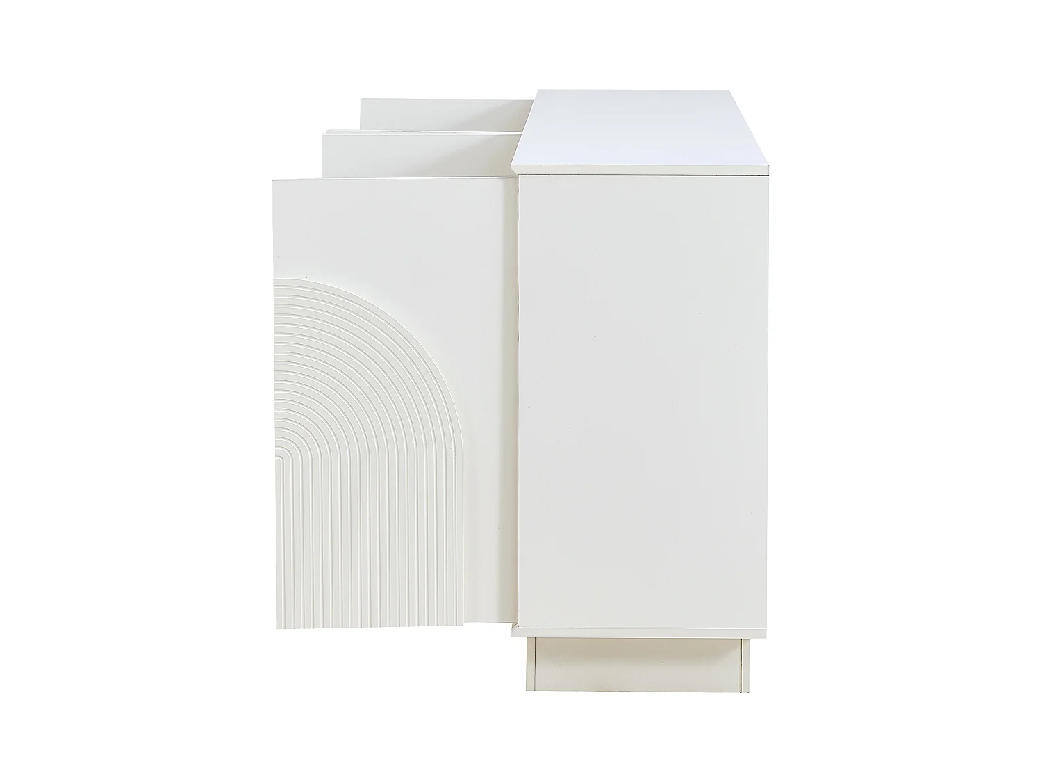 Buffet moderne 160x38x80 cm - avec 4 portes - Décoration incurvée - MDF - Blanc
