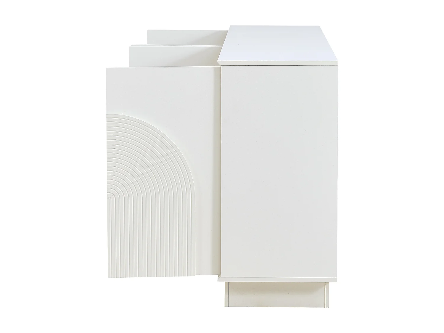 Buffet moderne 160x38x80 cm - avec 4 portes - Décoration incurvée - MDF - Blanc