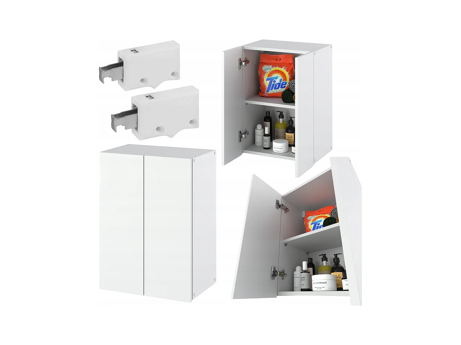 Armoire Murale de Salle de Bain Blanche mat  40x25x60cm – Colonne Suspendue au-dessus de la Machine à Laver – Style Loft Élégant