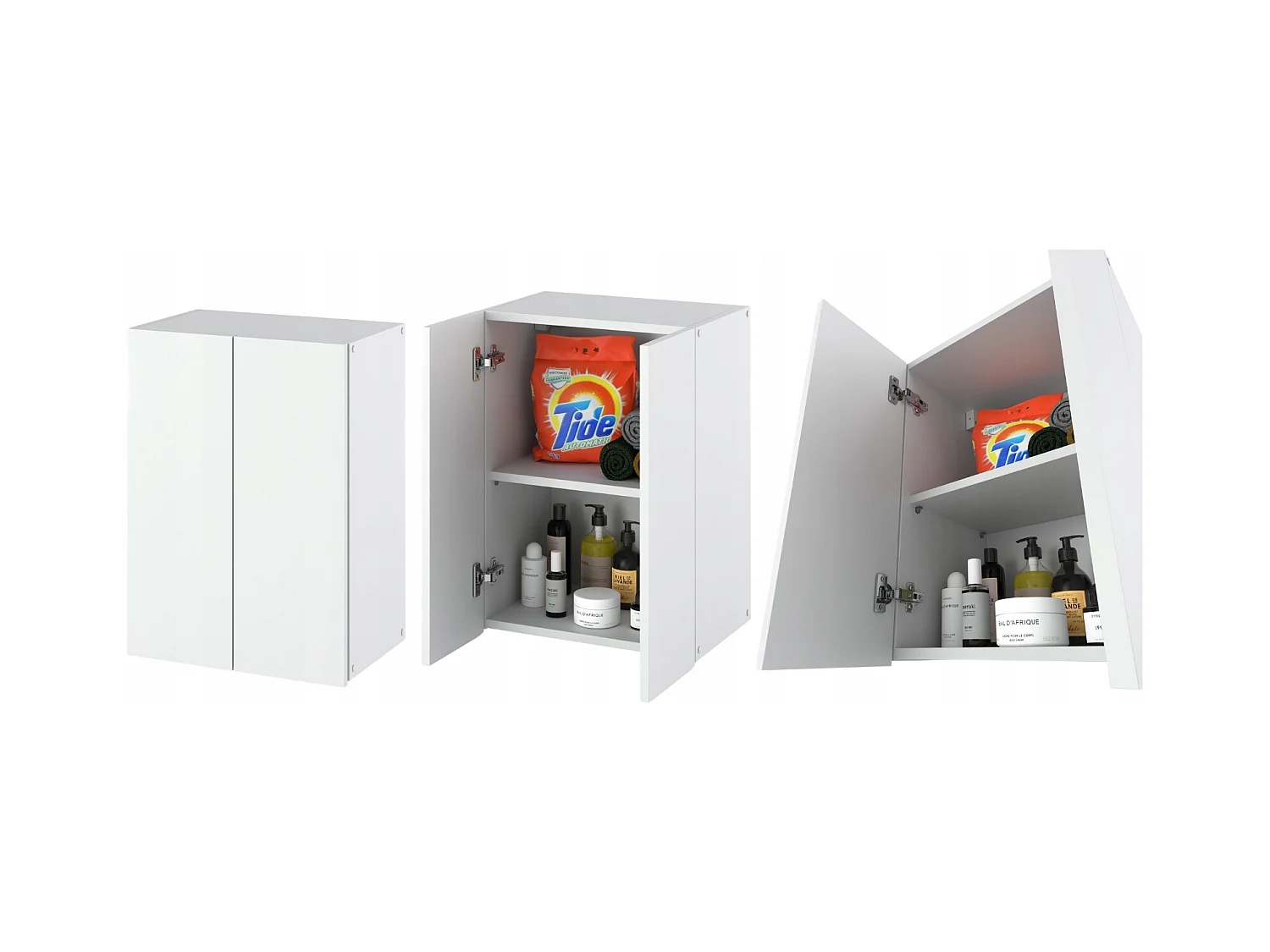 Armoire Murale de Salle de Bain Blanche mat  40x25x60cm – Colonne Suspendue au-dessus de la Machine à Laver – Style Loft Élégant