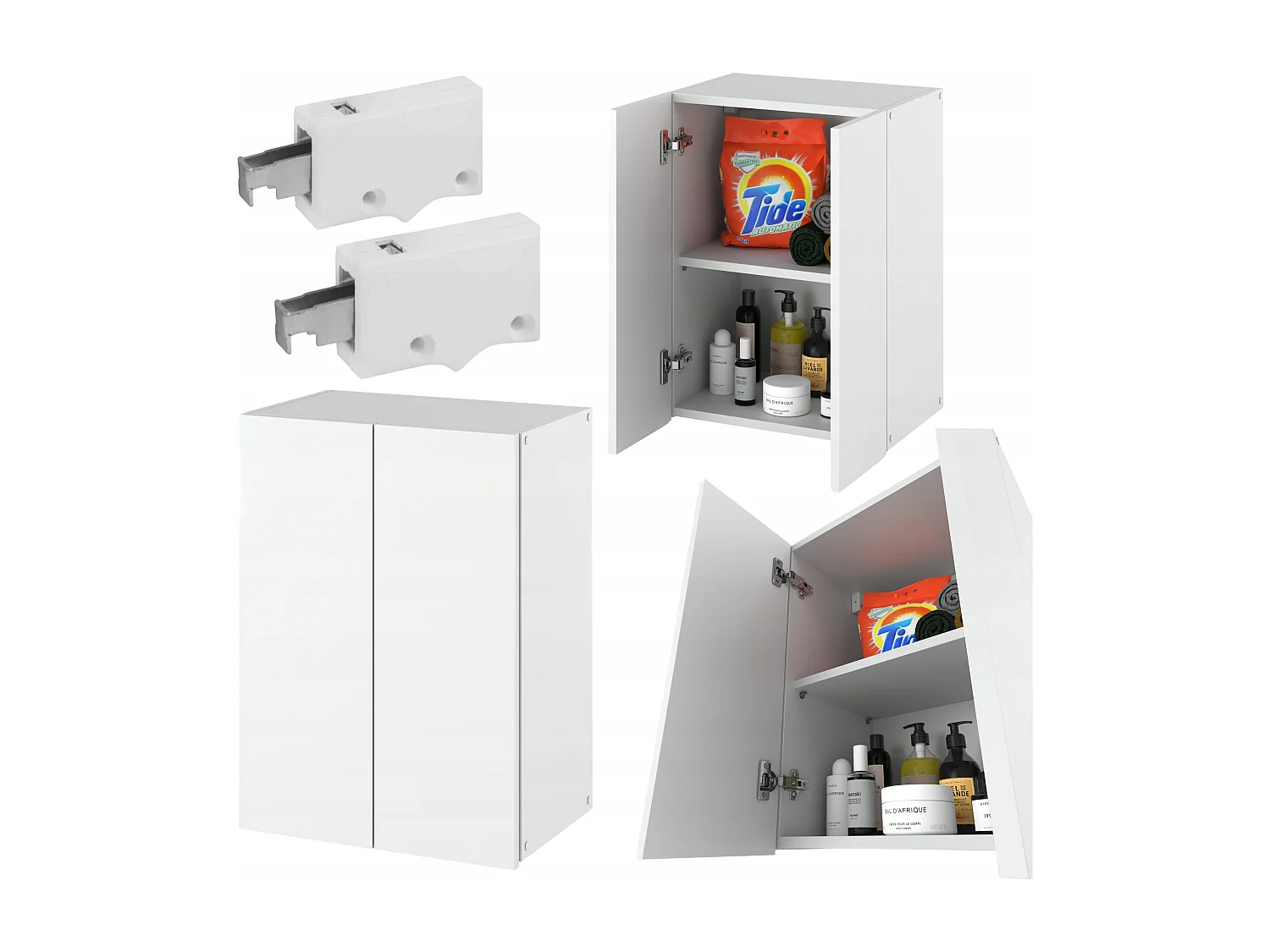 Armoire Murale de Salle de Bain Blanche mat  40x25x60cm – Colonne Suspendue au-dessus de la Machine à Laver – Style Loft Élégant