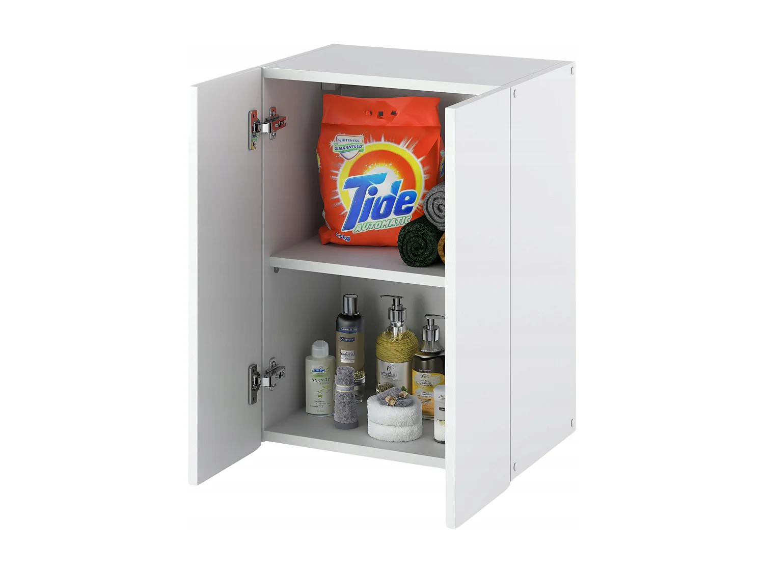 Armoire Murale de Salle de Bain Blanche mat  40x25x60cm – Colonne Suspendue au-dessus de la Machine à Laver – Style Loft Élégant