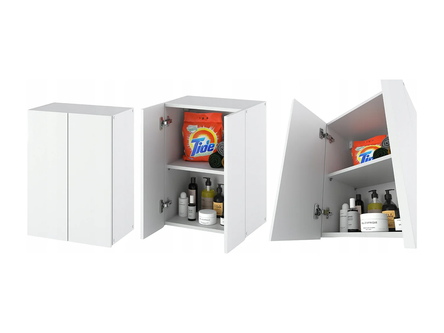 Armoire Murale de Salle de Bain Blanche mat  40x25x60cm – Colonne Suspendue au-dessus de la Machine à Laver – Style Loft Élégant