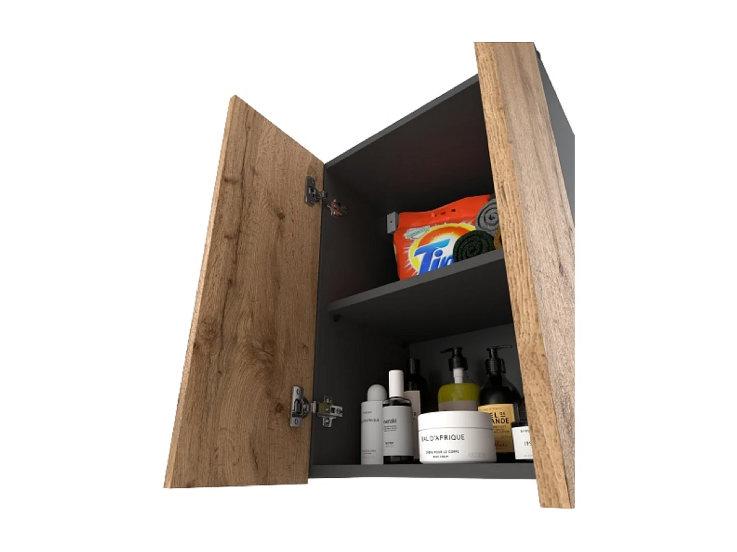 Armoire murale Grise & Chêne Wotan 40x25x60cm – Meuble haut et colonne pour salle de bain