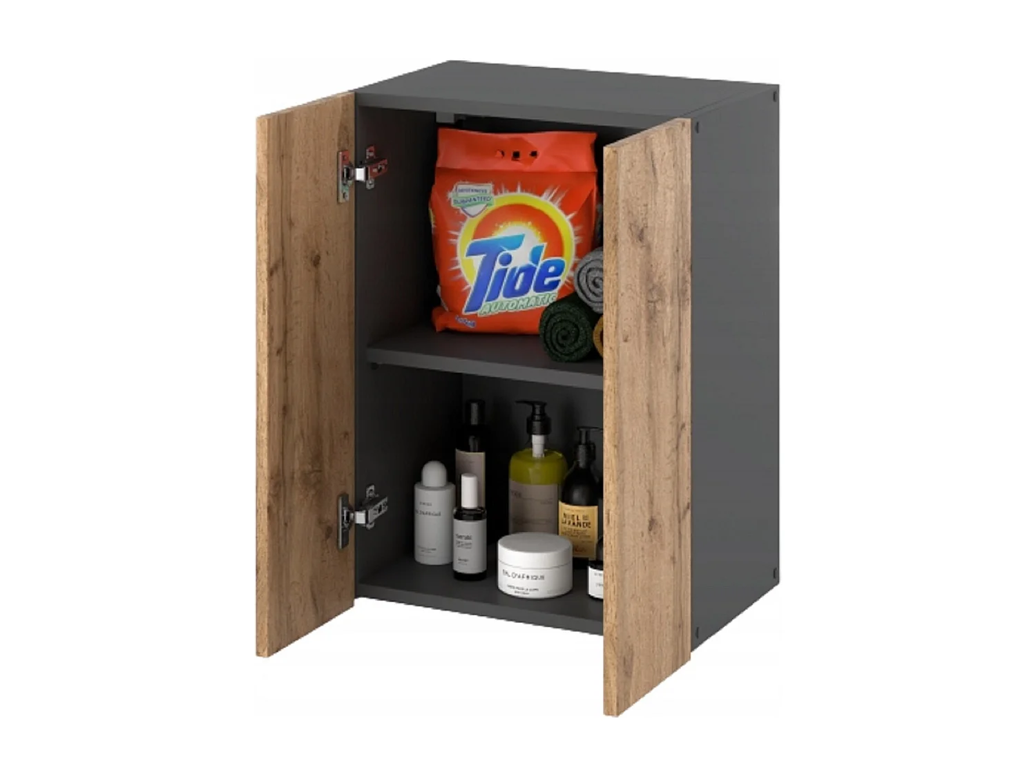 Armoire murale Grise & Chêne Wotan 40x25x60cm – Meuble haut et colonne pour salle de bain