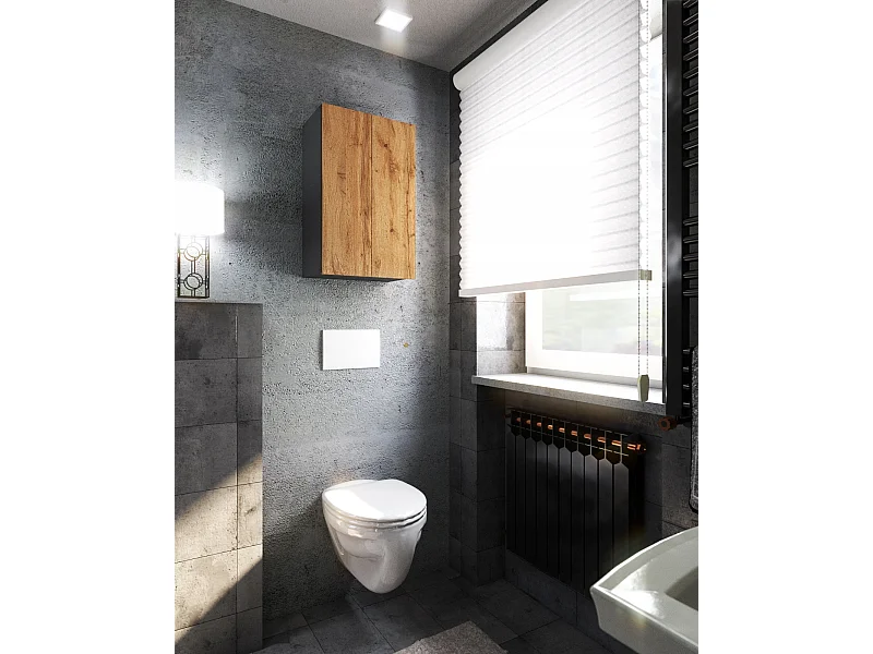 Armoire murale Grise & Chêne Wotan 40x25x60cm – Meuble haut et colonne pour salle de bain