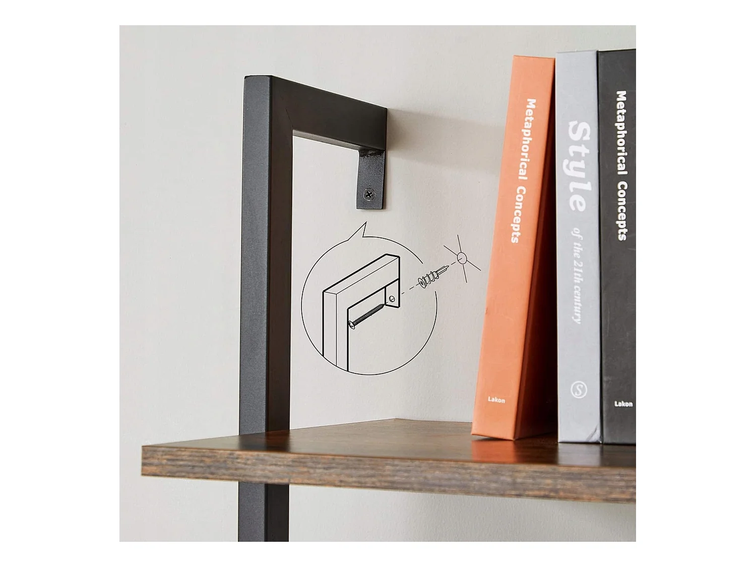 Valora Rustikales braunes Bücherregal im Loft-Stil mit 6 Regalen | Vintage