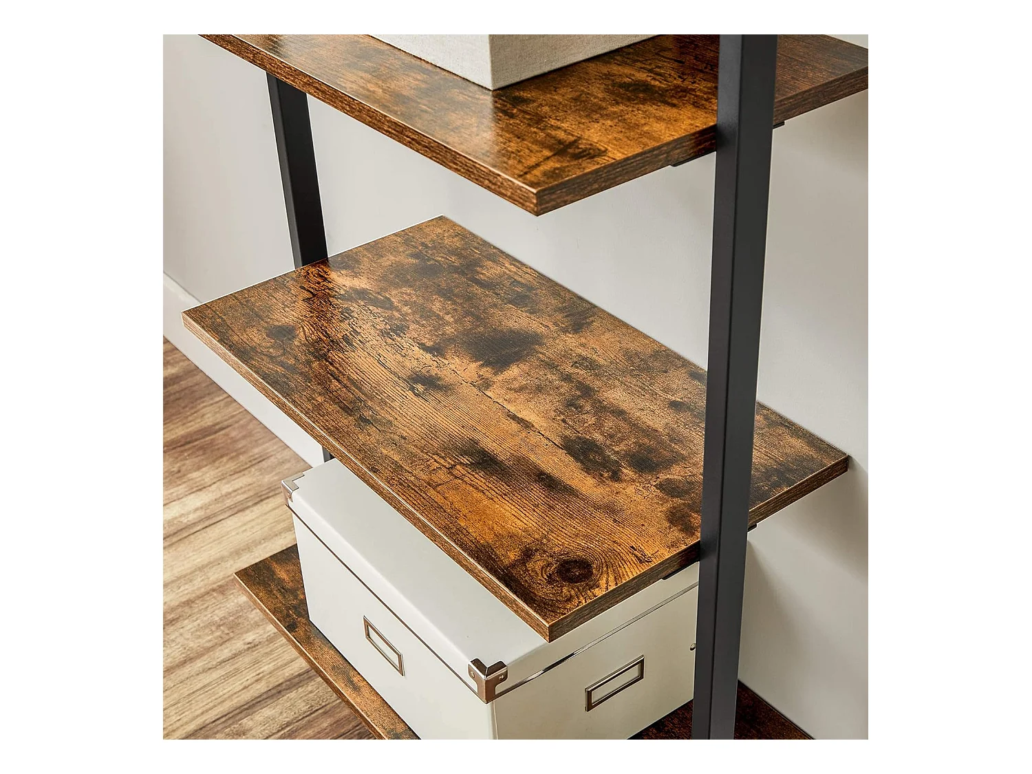 Valora Rustikales braunes Bücherregal im Loft-Stil mit 6 Regalen | Vintage