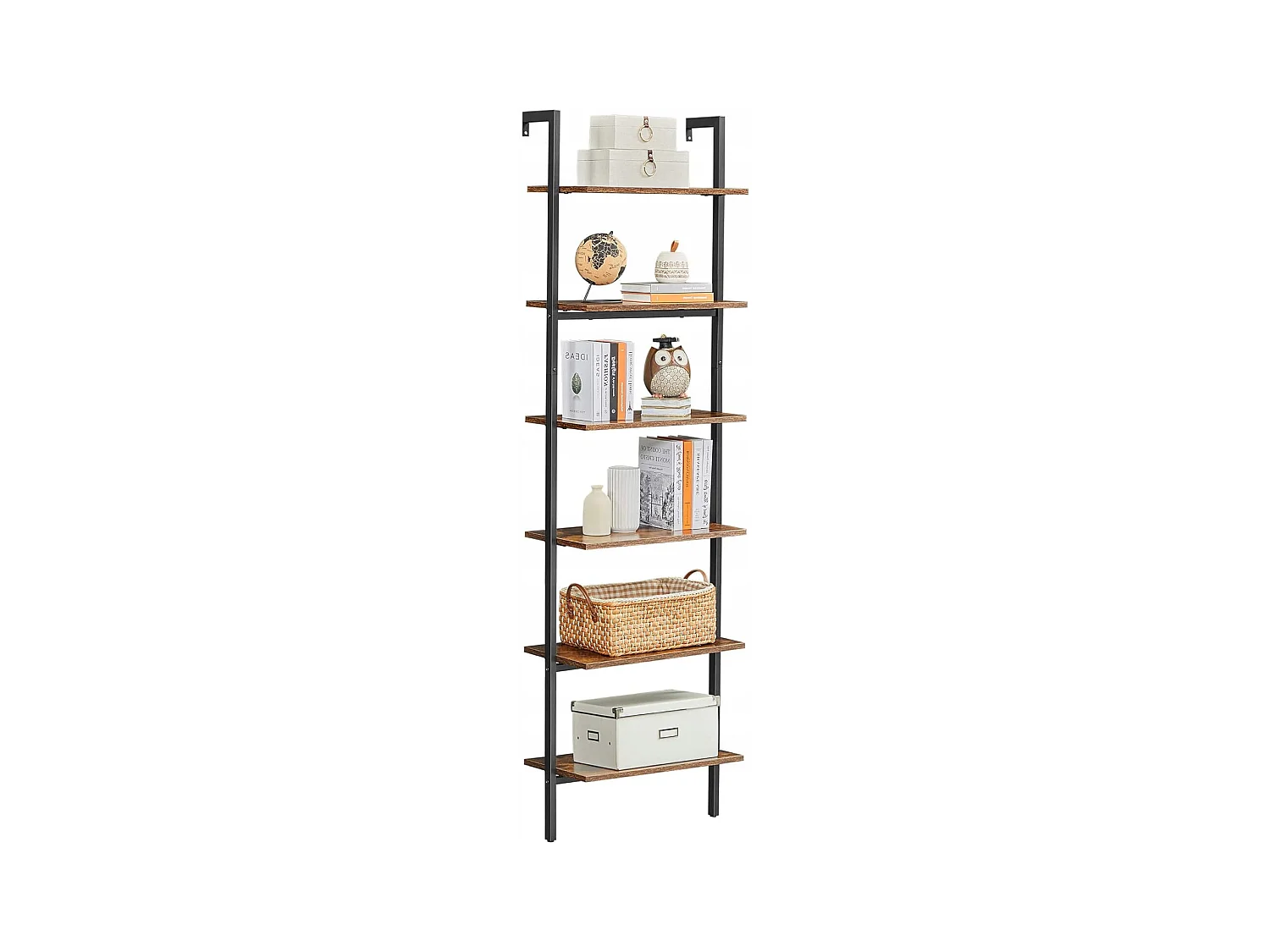 Valora Rustikales braunes Bücherregal im Loft-Stil mit 6 Regalen | Vintage